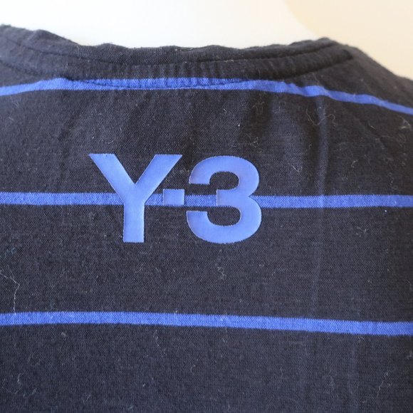 Y-3 YOHJI YAMAMOTO BLACK BLUE STRIPED T-SHIRT M* - Picture 7 of 11